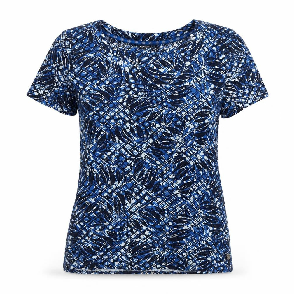 Maine New England Women’s Blue Leaf Print Cotton Jersey T-Shirt UK 10