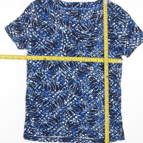 Maine New England Women’s Blue Leaf Print Cotton Jersey T-Shirt UK 10