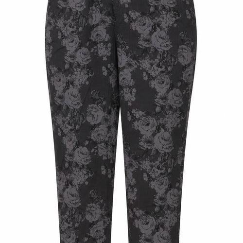 South Women’s Black Floral Stretch Tapered Trousers UK 18