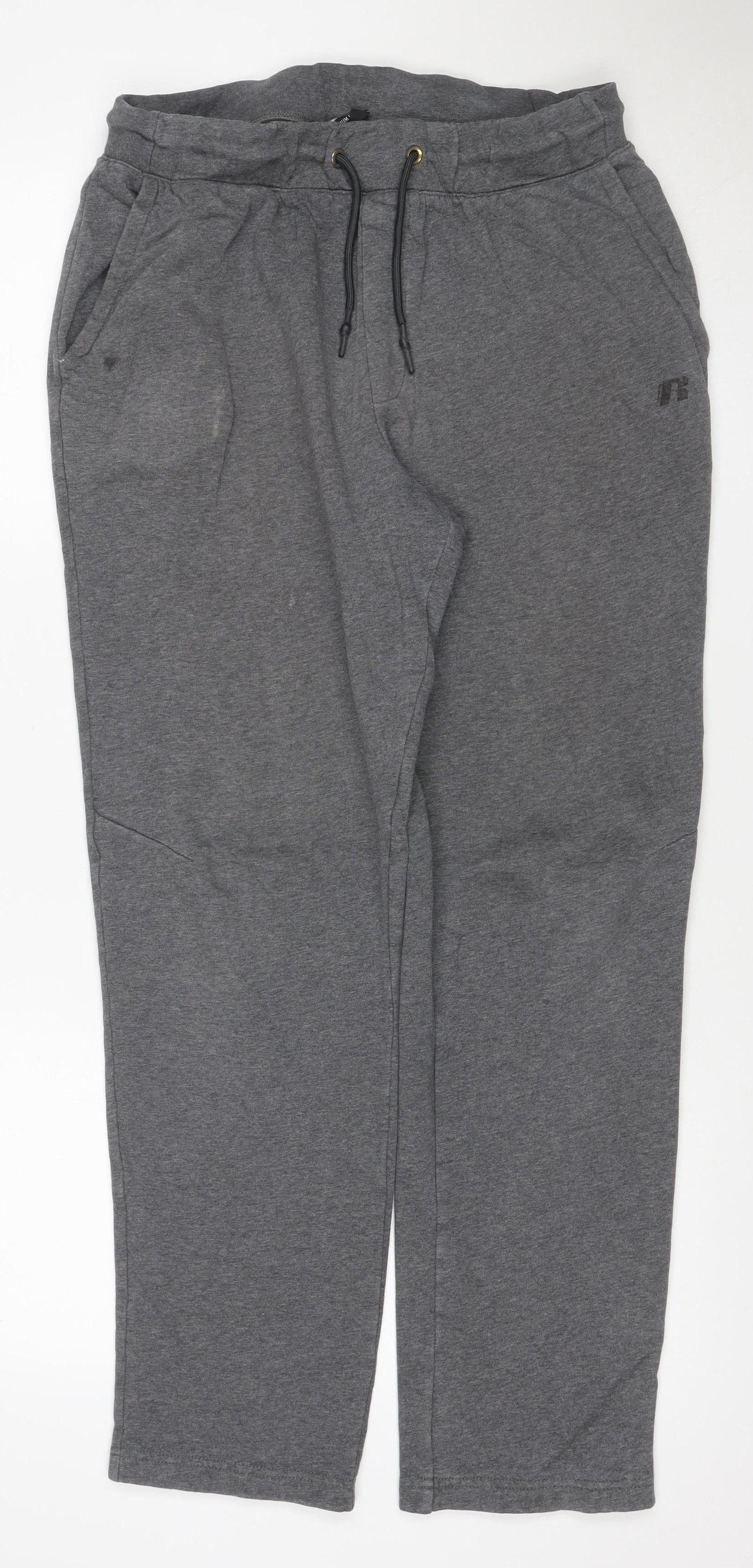 Russell Men's Grey M 32-34 Fleece Jogger Sweatpants Drawstring
