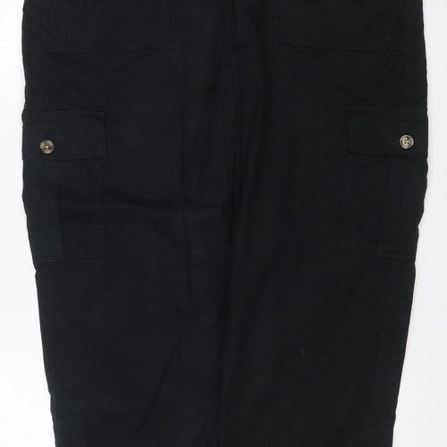 Marks & Spencer Women’s Black UK 14 Cotton Cargo Trousers Cuffed