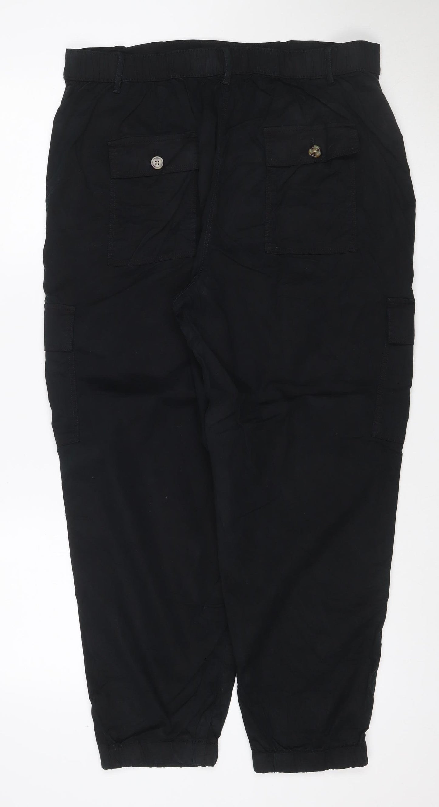Marks & Spencer Women’s Black UK 14 Cotton Cargo Trousers Cuffed