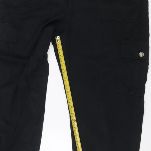 Marks & Spencer Women’s Black UK 14 Cotton Cargo Trousers Cuffed