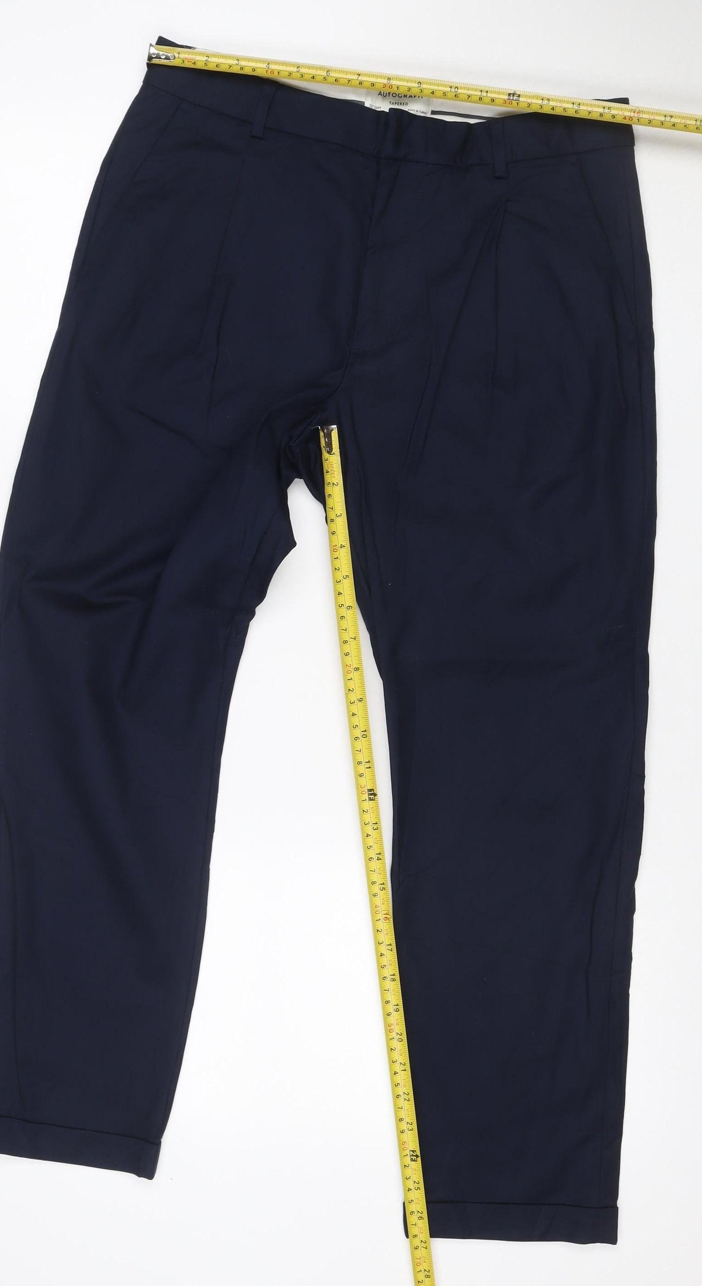 Autograph Women’s Navy Blue Size 12 Tapered Cotton Work Trousers