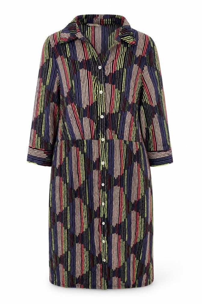 Monsoon Women Multicoloured UK 14 Shirt Dress Geometric Long Sleeve