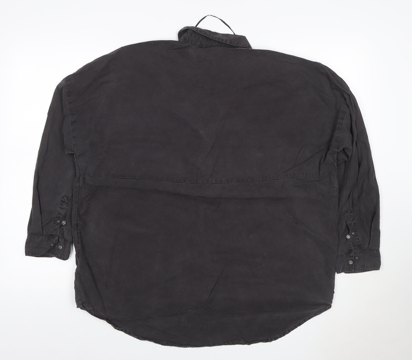 Italian Collection Women’s Black Silk Tunic Shirt UK 8 Collared