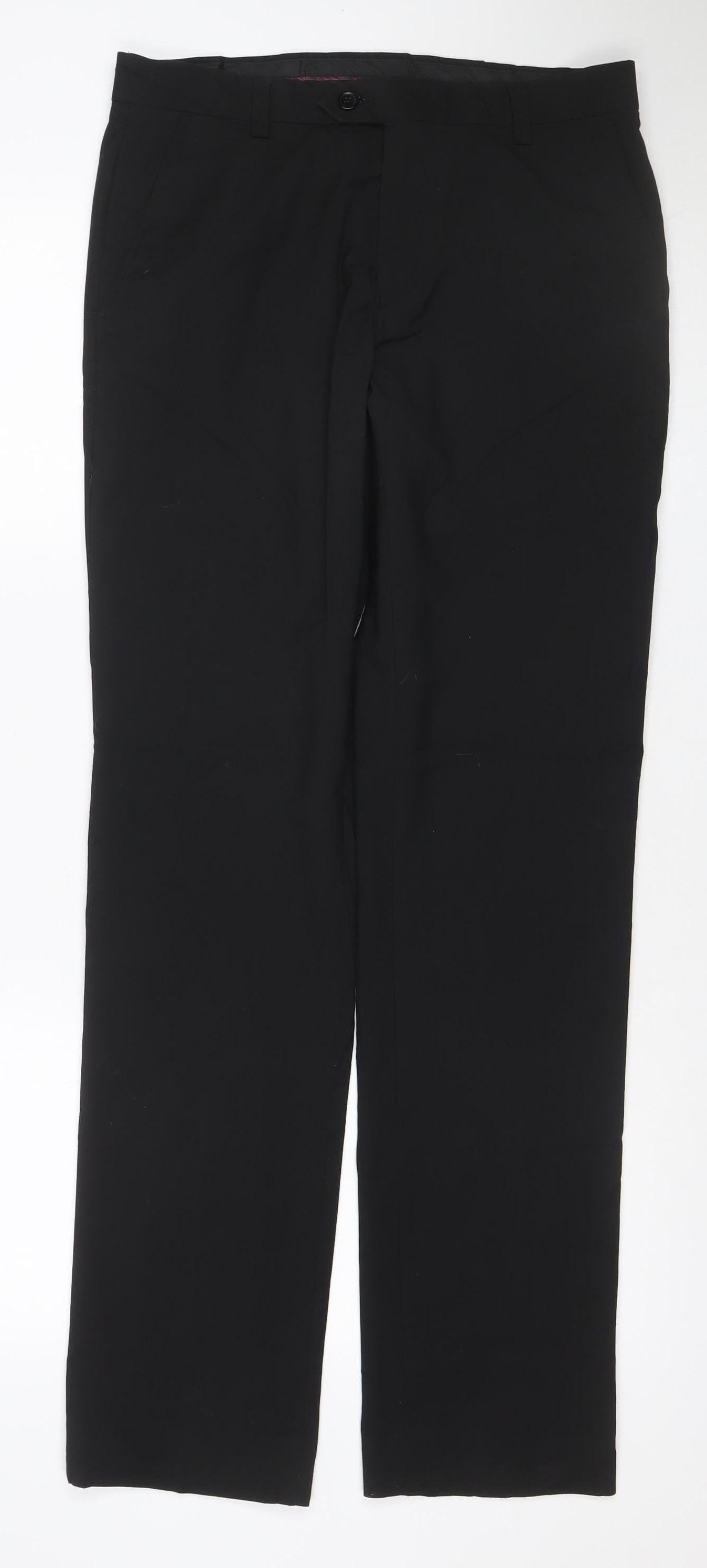 Next Men’s Black 30in Long Leg Flat Front Stretch Dress Trousers