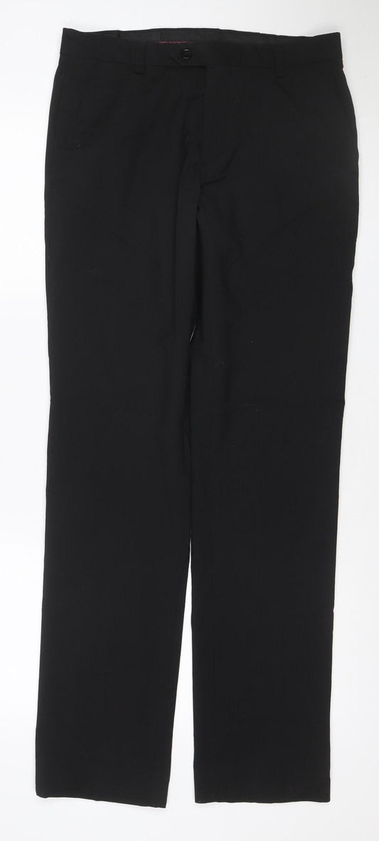 Next Men’s Black 30in Long Leg Flat Front Stretch Dress Trousers