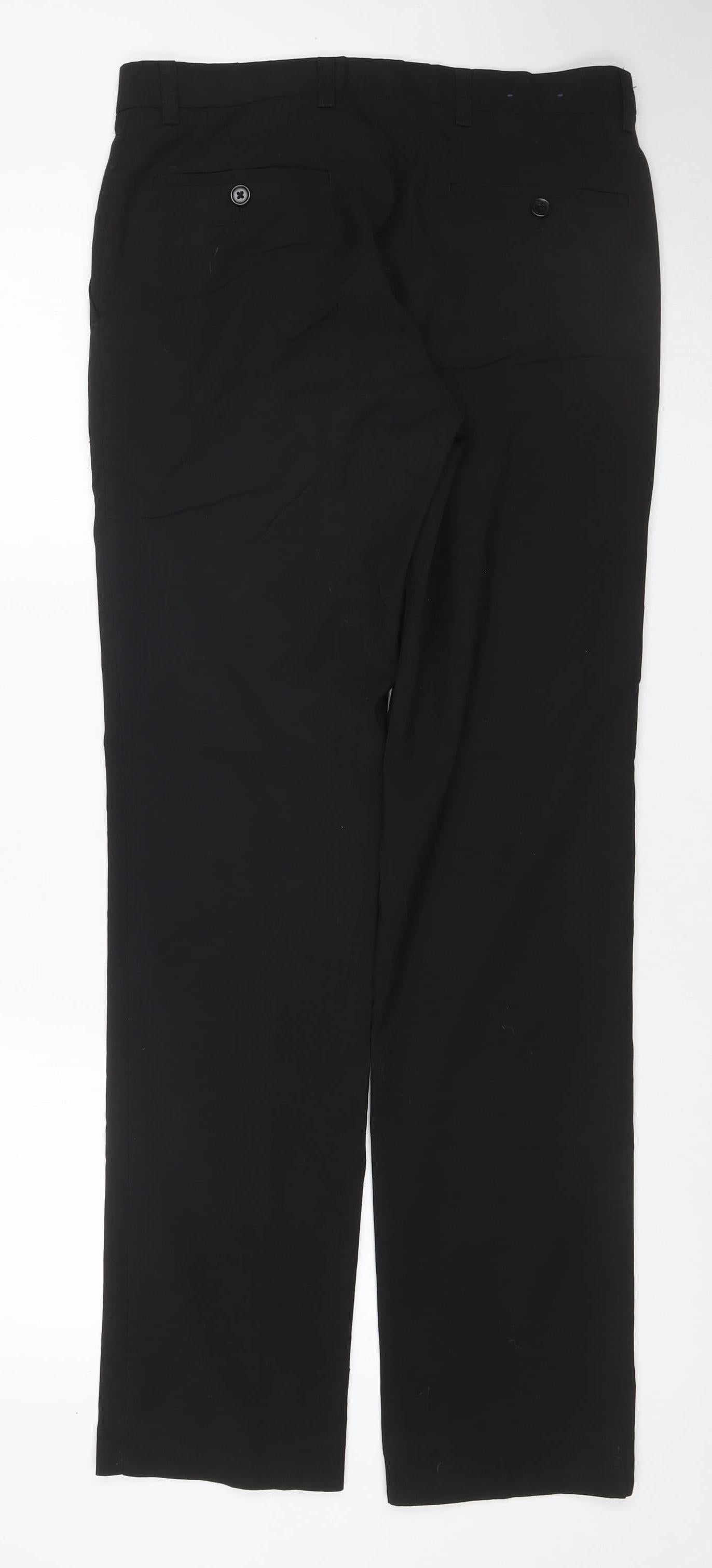 Next Men’s Black 30in Long Leg Flat Front Stretch Dress Trousers