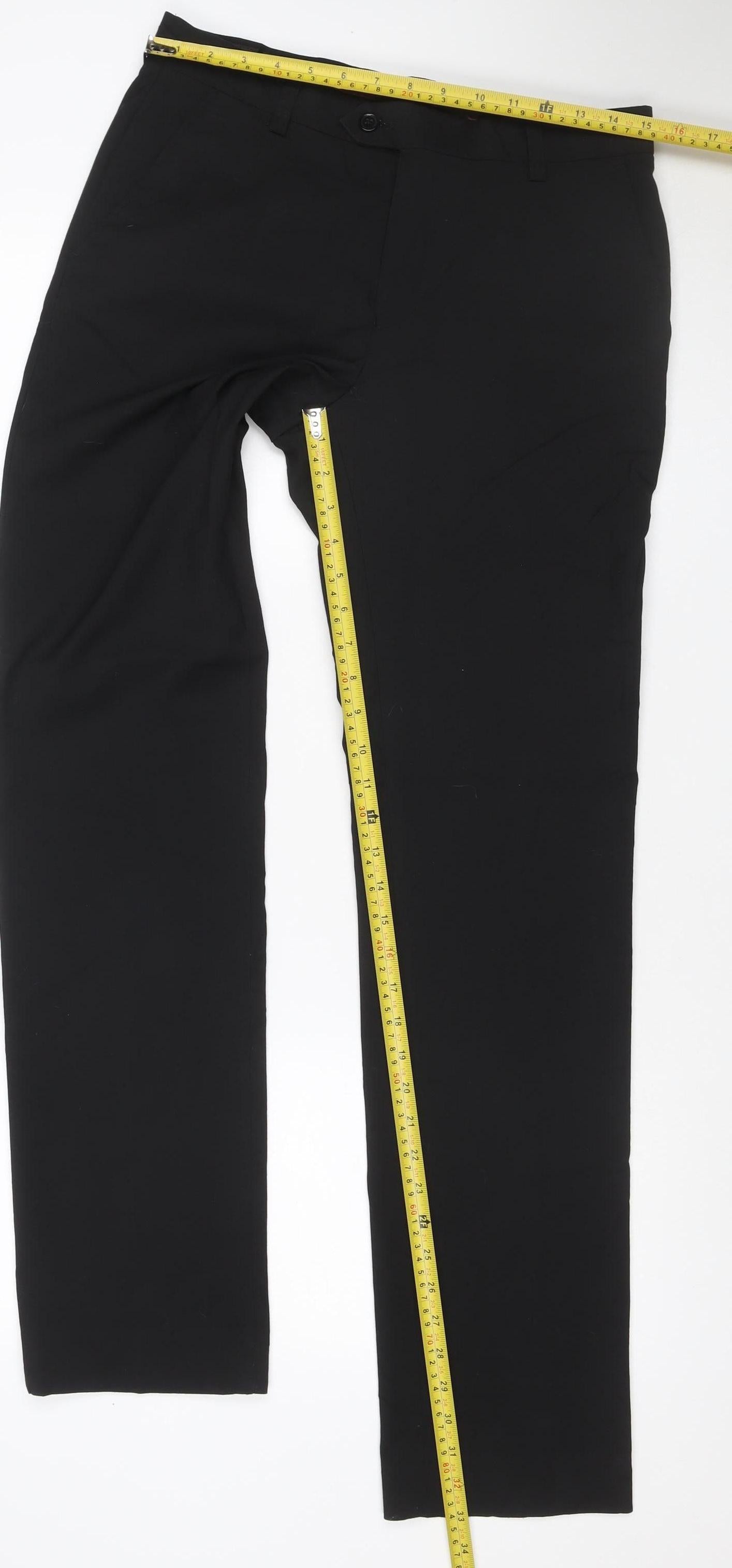 Next Men’s Black 30in Long Leg Flat Front Stretch Dress Trousers