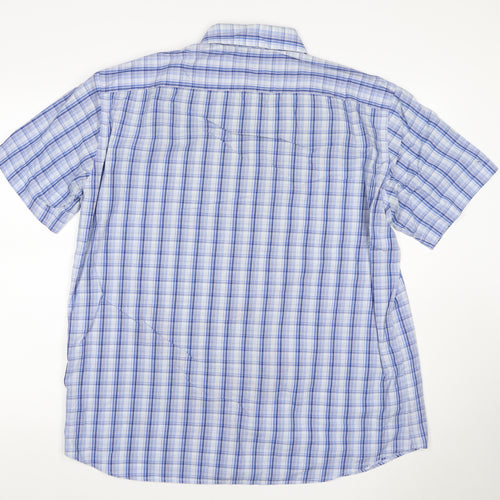 BOSS Hugo Boss Men Blue Check 7 Plus Button-Down Short Sleeve Shirt