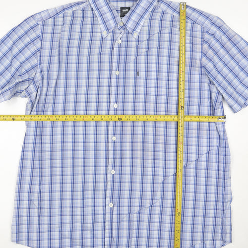 BOSS Hugo Boss Men Blue Check 7 Plus Button-Down Short Sleeve Shirt
