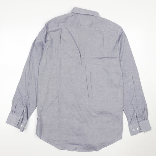 Marks & Spencer Men’s Blue 15.5 Regular Fit Geometric Cotton Shirt
