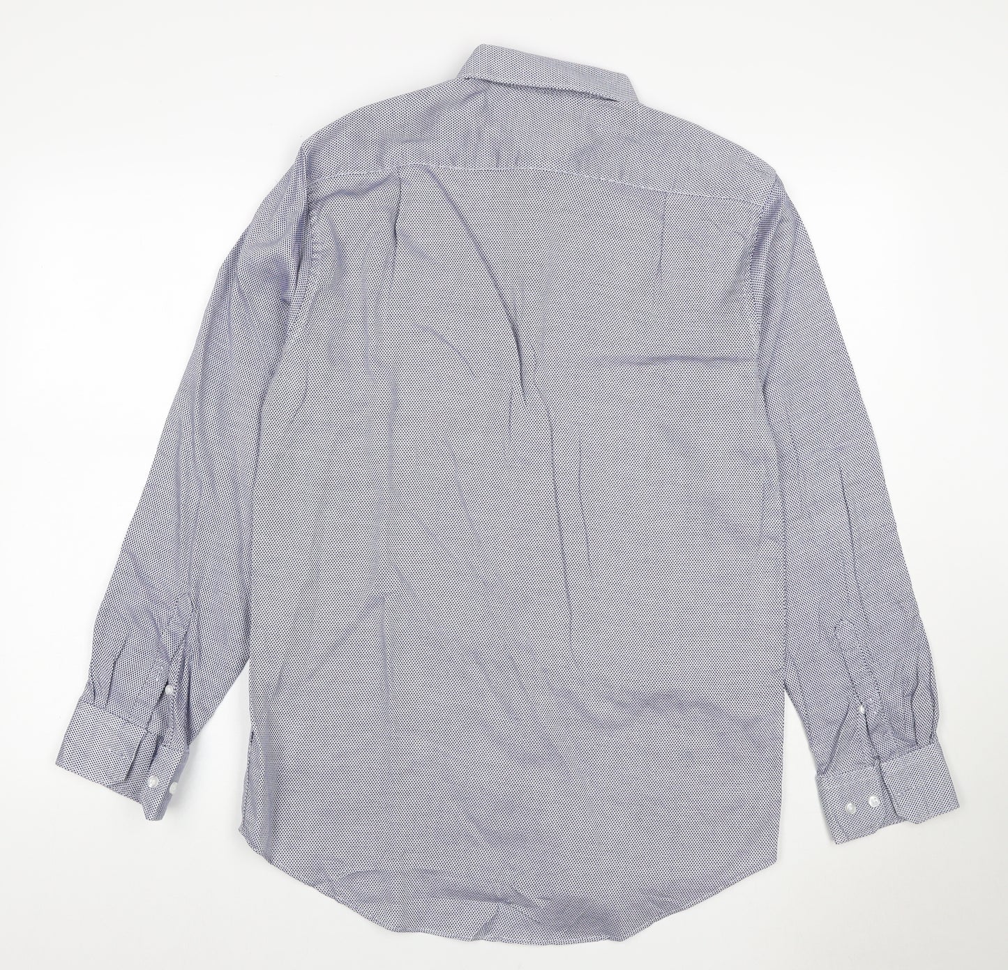 Marks & Spencer Men’s Blue 15.5 Regular Fit Geometric Cotton Shirt