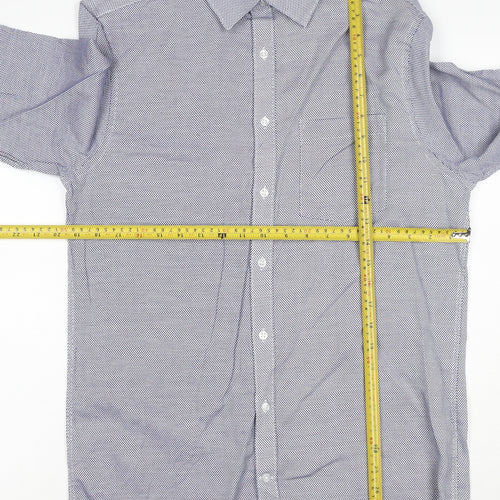 Marks & Spencer Men’s Blue 15.5 Regular Fit Geometric Cotton Shirt