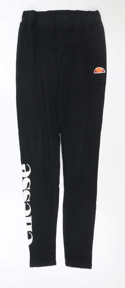 Ellesse Women’s Black UK 10 Logo Track Pants Cotton Stretch