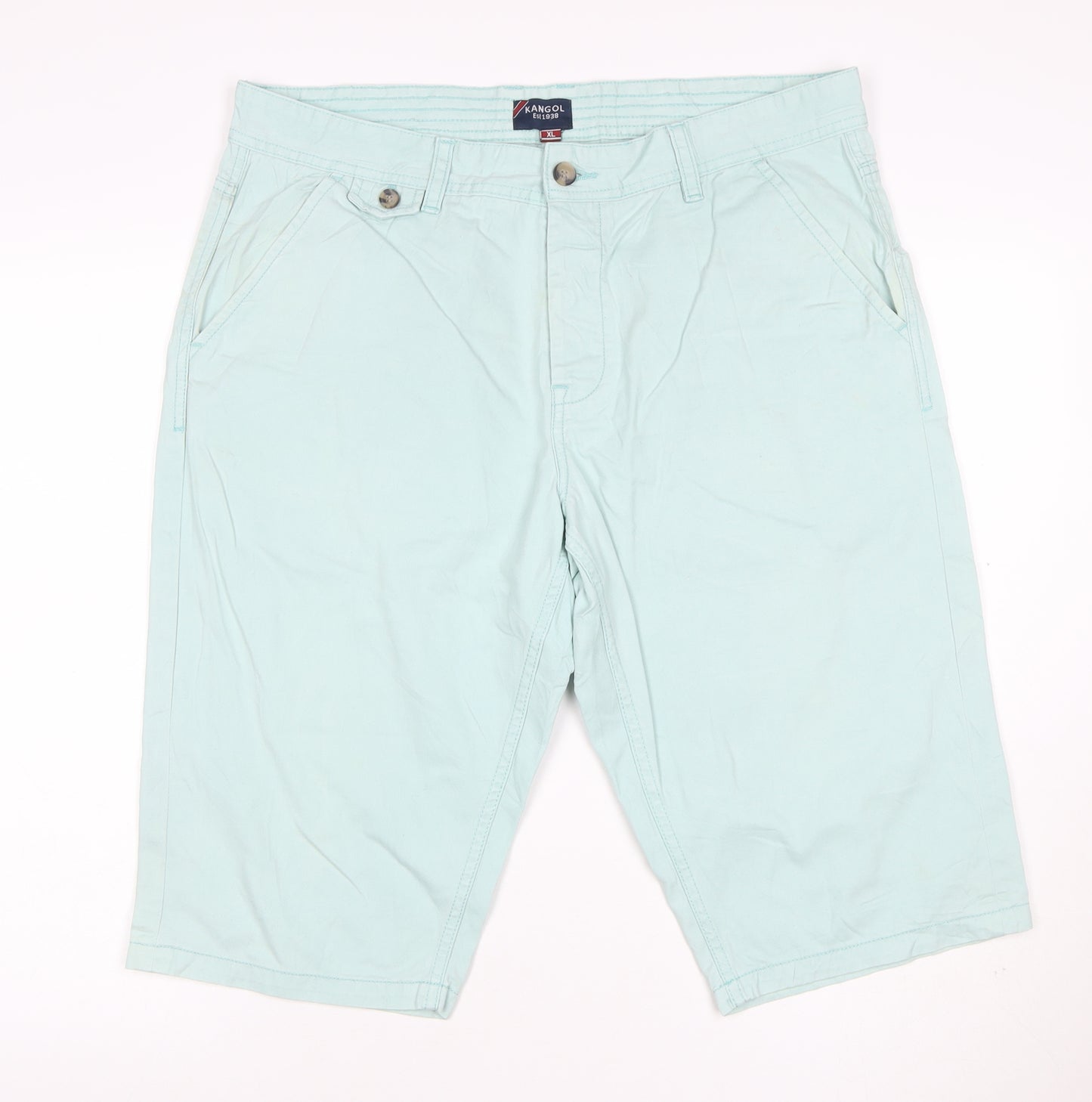 Kangol Men’s Light Blue XL Chino Shorts Cotton Flat Front