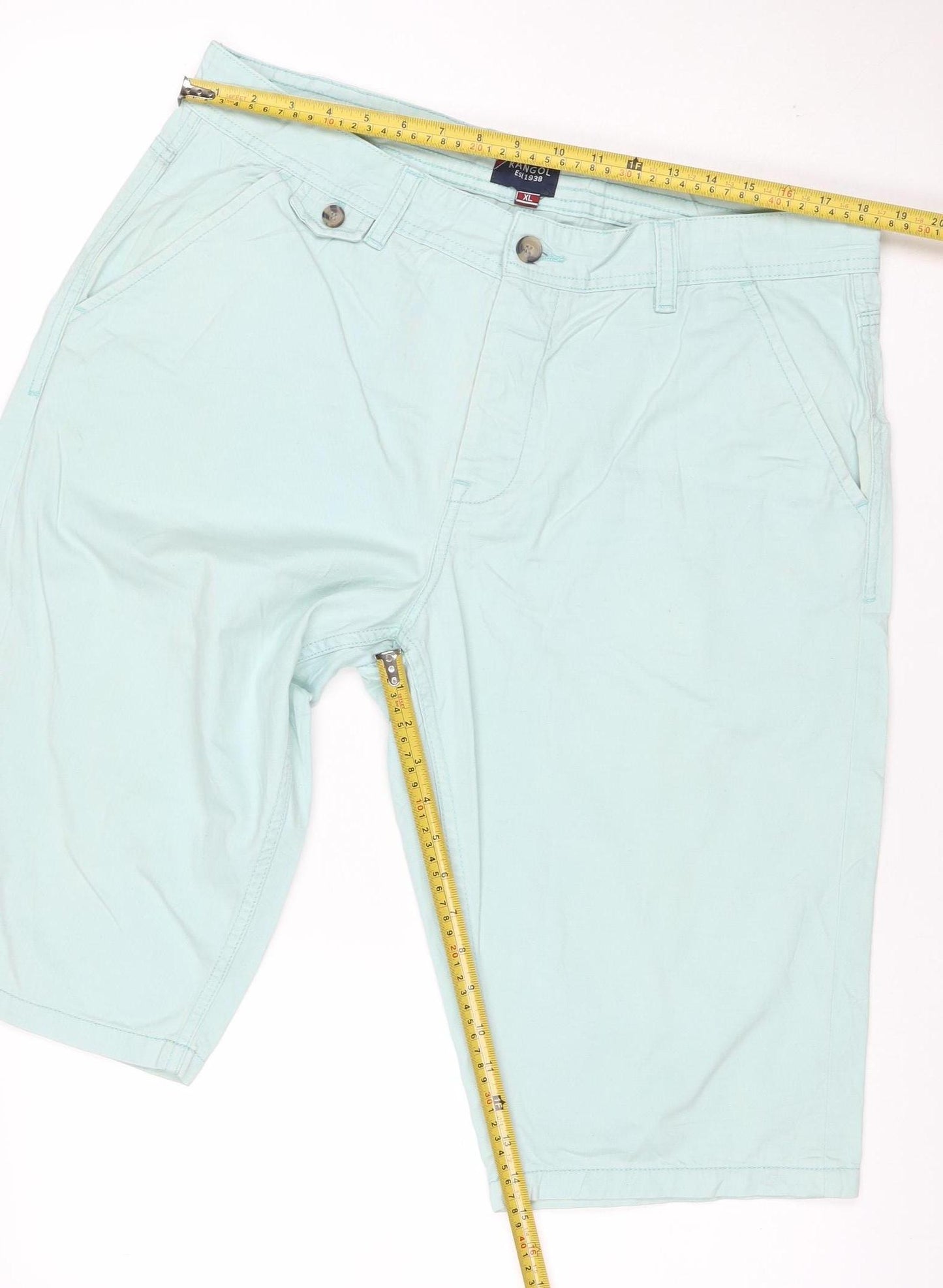 Kangol Men’s Light Blue XL Chino Shorts Cotton Flat Front
