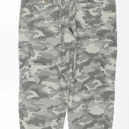 M&S Collection Women’s Grey Camo Cargo Trousers Size 16 Cotton Lyocell