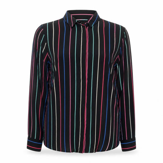 Front view of Mint Velvet Women’s Multicoloured Stripe Button-Up Shirt UK 14