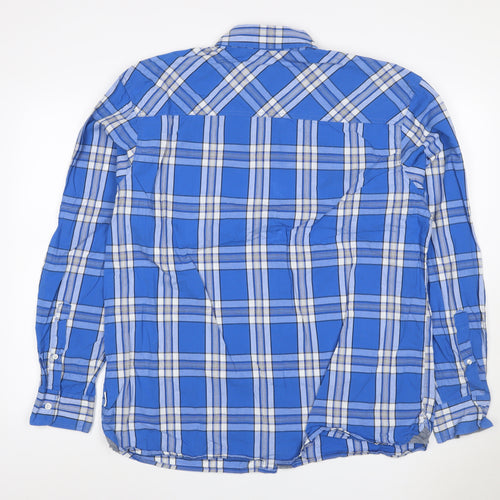 Lee Cooper Men’s Blue Plaid Button-Down Long Sleeve Shirt XL