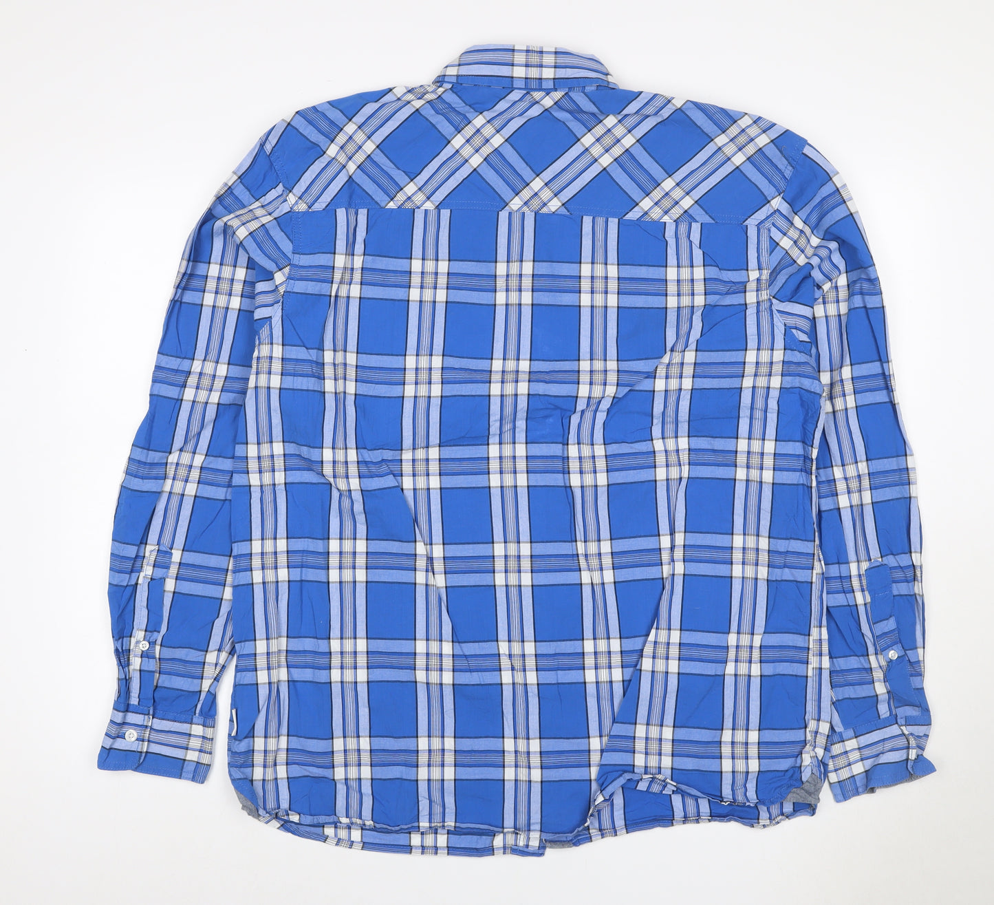 Lee Cooper Men’s Blue Plaid Button-Down Long Sleeve Shirt XL