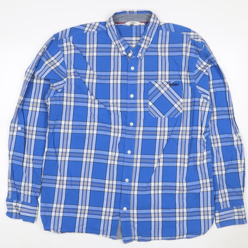 Lee Cooper Men’s Blue Plaid Button-Down Long Sleeve Shirt XL