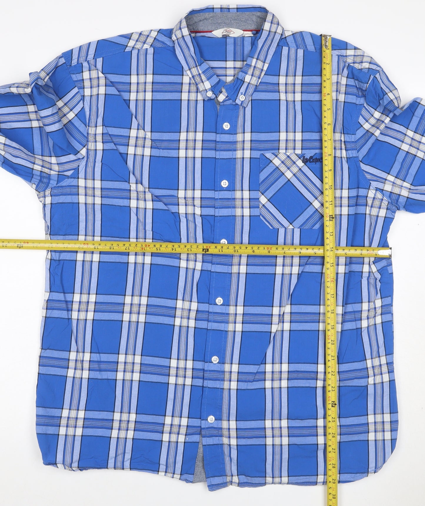 Lee Cooper Men’s Blue Plaid Button-Down Long Sleeve Shirt XL
