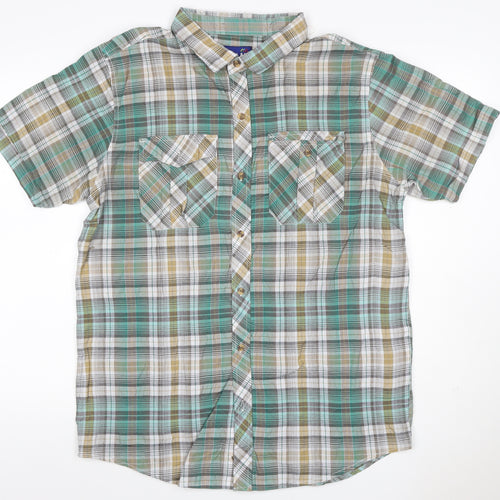 MALAY Men’s Green Plaid XL Short Sleeve Button-Up Shirt 1X