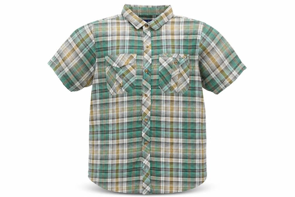 MALAY Men’s Green Plaid XL Short Sleeve Button-Up Shirt 1X