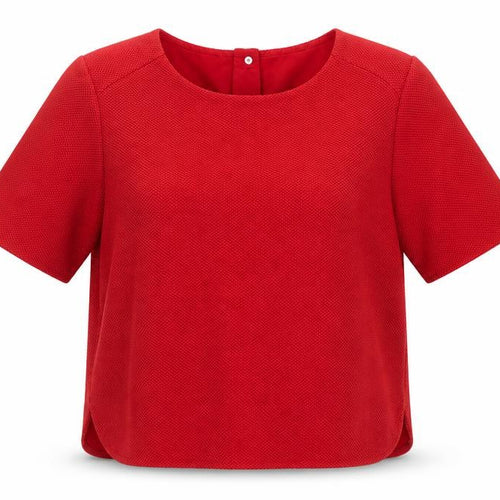 Marks and Spencer Women Red UK 24 Textured Knit Zip Back Blouse Top