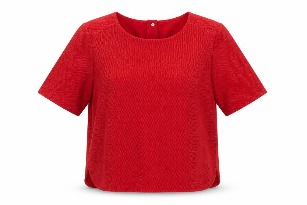 Marks and Spencer Women Red UK 24 Textured Knit Zip Back Blouse Top