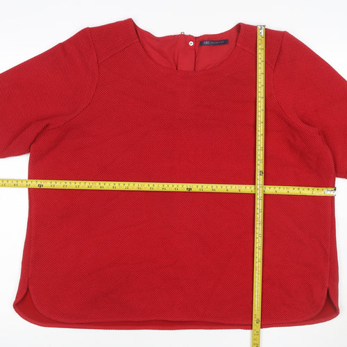 Marks and Spencer Women Red UK 24 Textured Knit Zip Back Blouse Top