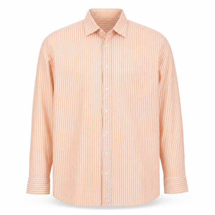 Gap Men’s Orange White Striped Classic Fit XL Long Sleeve Button-Up Shirt
