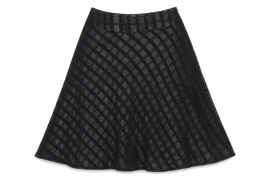 Mango Women's Black UK 12 A-Line Striped Chiffon Knee Skirt