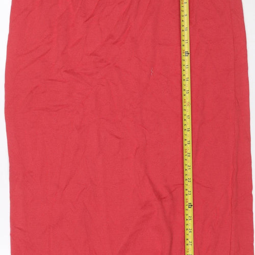 Peruvian Connection Women Red M Knit Straight Pencil Midi Skirt