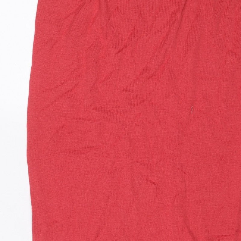 Peruvian Connection Women Red M Knit Straight Pencil Midi Skirt