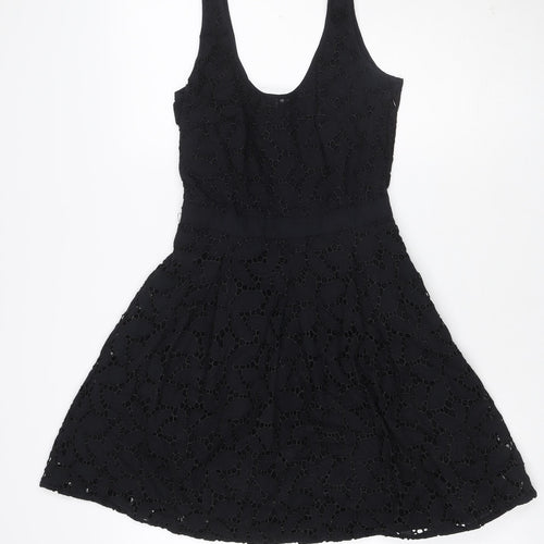 Oasis Women’s Black Size 8 Floral Lace Fit & Flare Party Dress