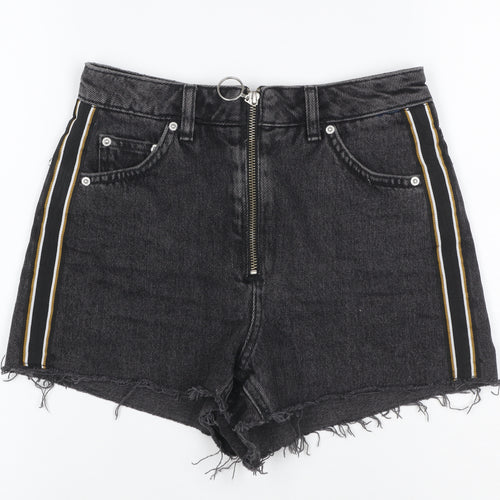 Topshop Women Black UK 6 Petite Mom Denim Stripe Shorts