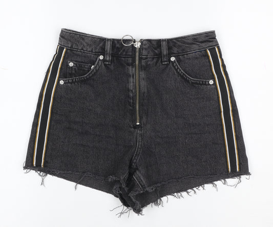 Topshop Women Black UK 6 Petite Mom Denim Stripe Shorts