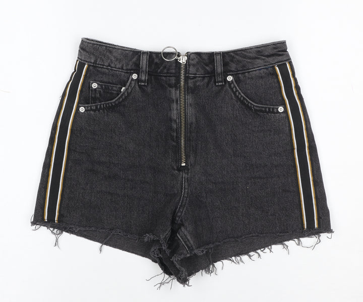 Topshop Women Black UK 6 Petite Mom Denim Stripe Shorts