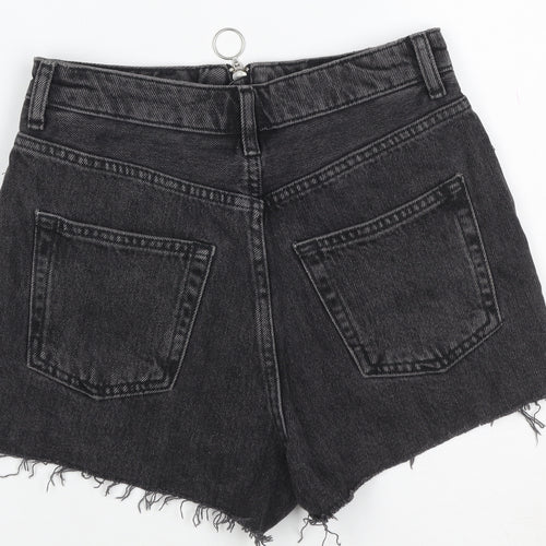 Topshop Women Black UK 6 Petite Mom Denim Stripe Shorts