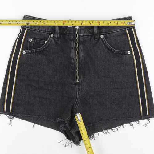 Topshop Women Black UK 6 Petite Mom Denim Stripe Shorts
