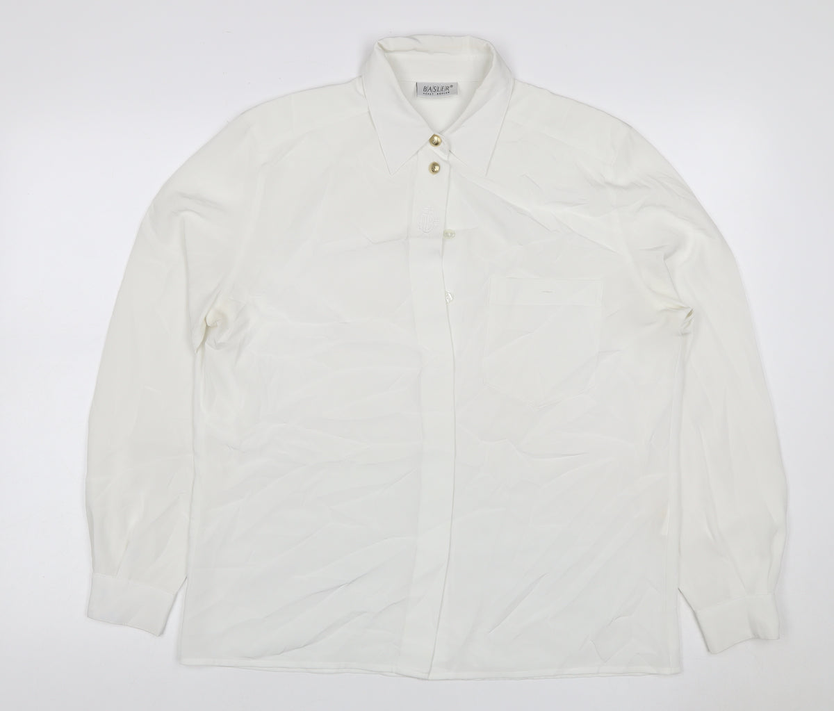 Basler Women Ivory UK 10 Classic Collared Long Sleeve Button-Up Blouse