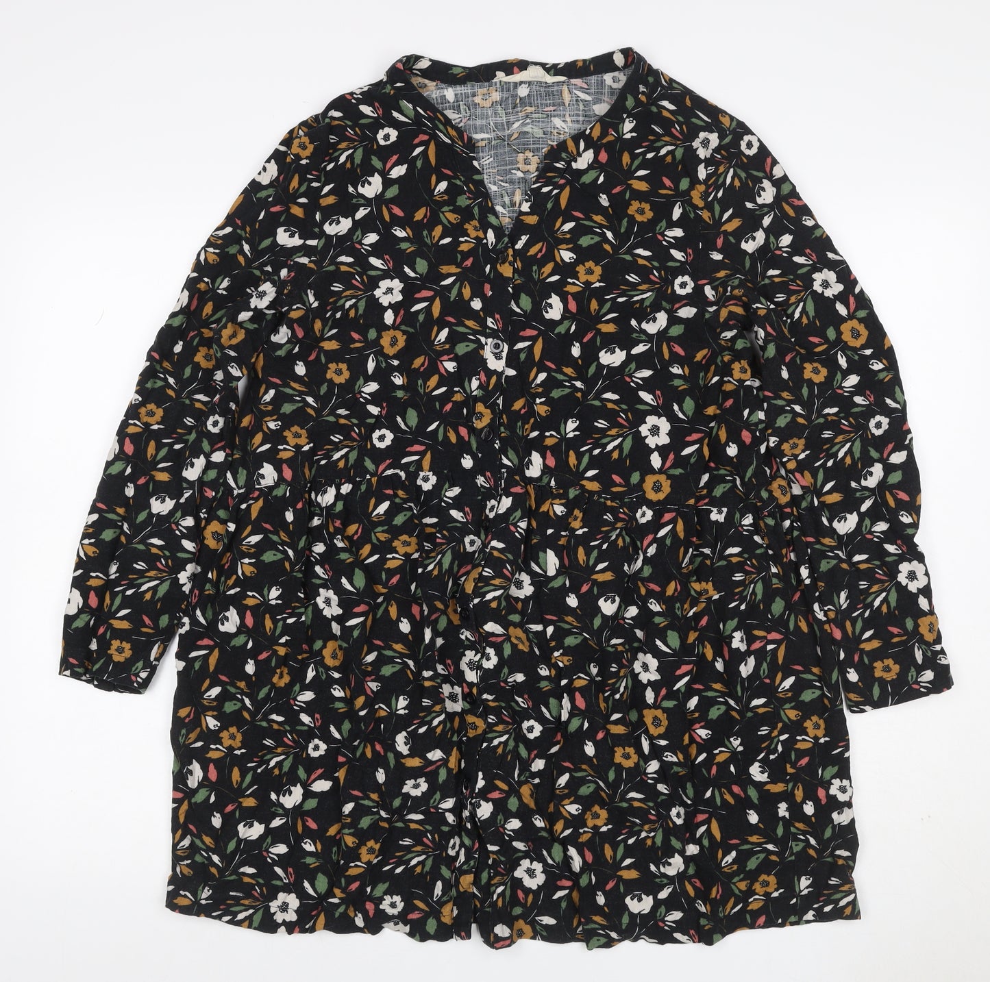 Antic Bat Women Multicoloured Floral Shirt Dress UK 12-14 V-Neck