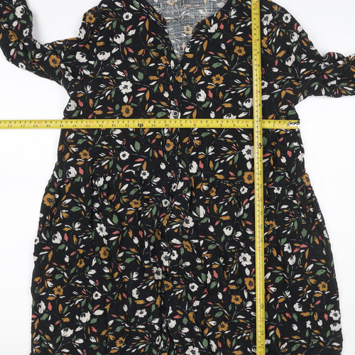 Antic Bat Women Multicoloured Floral Shirt Dress UK 12-14 V-Neck