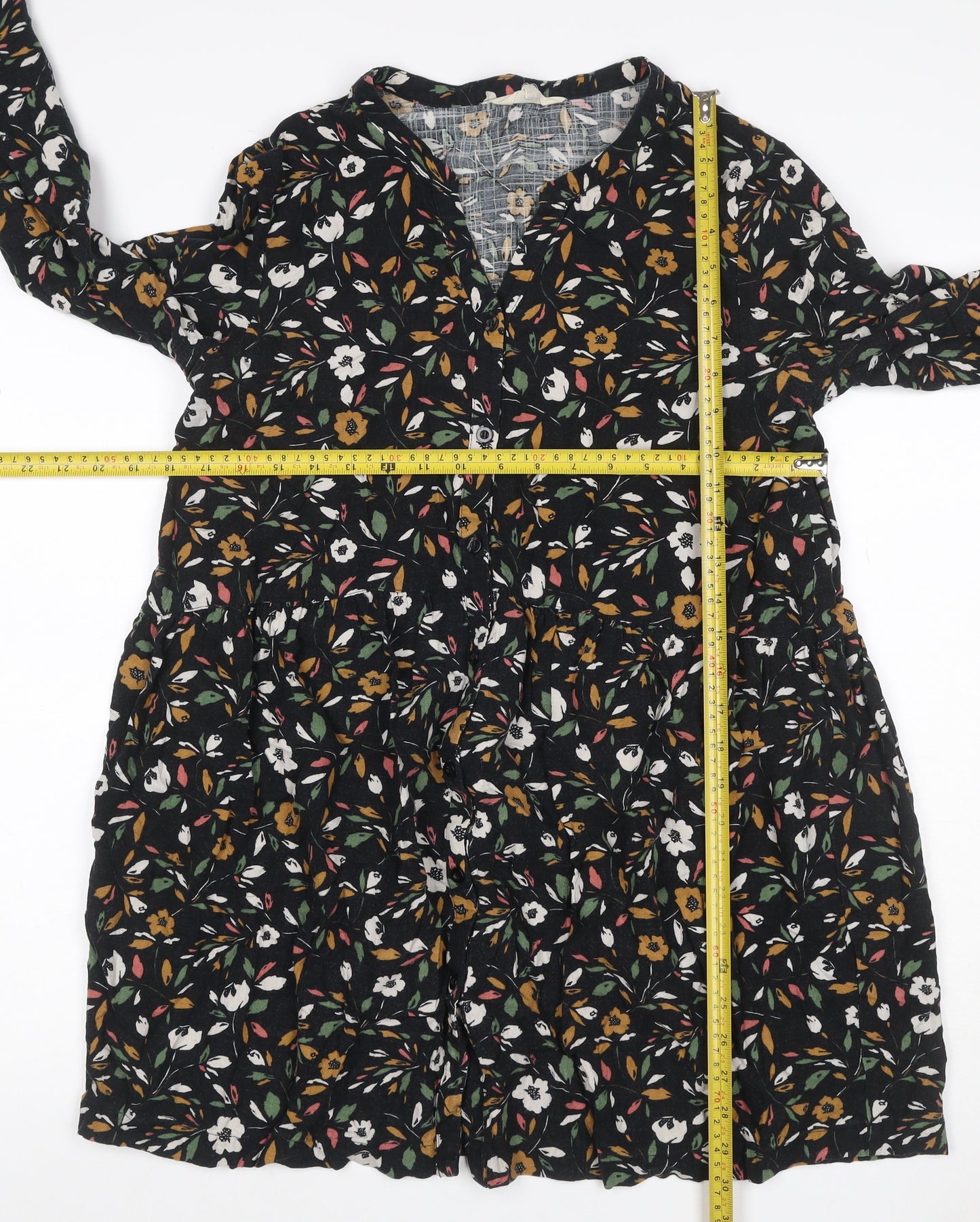 Antic Bat Women Multicoloured Floral Shirt Dress UK 12-14 V-Neck
