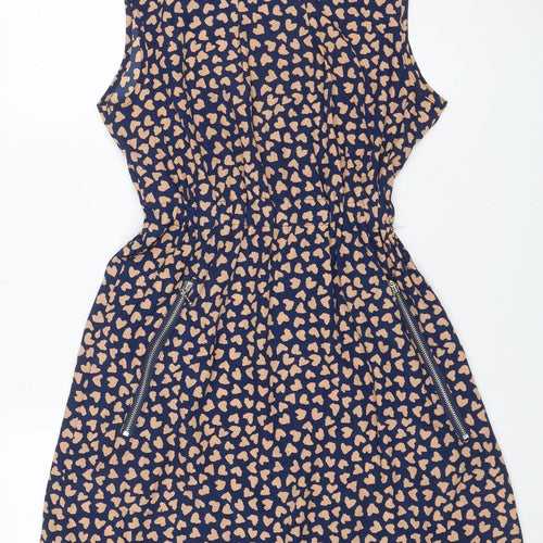 Apricot Women’s Blue Beige Leopard Print Ruched Bodycon Dress Size S