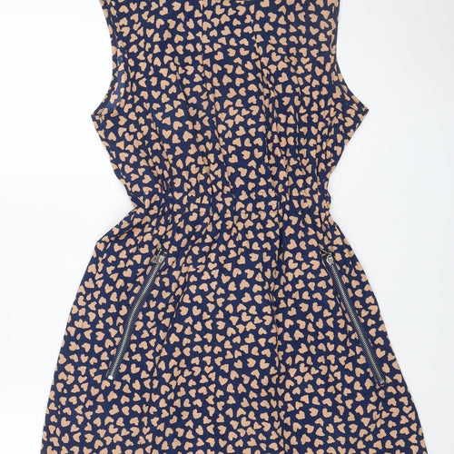 Apricot Women’s Blue Beige Leopard Print Ruched Bodycon Dress Size S