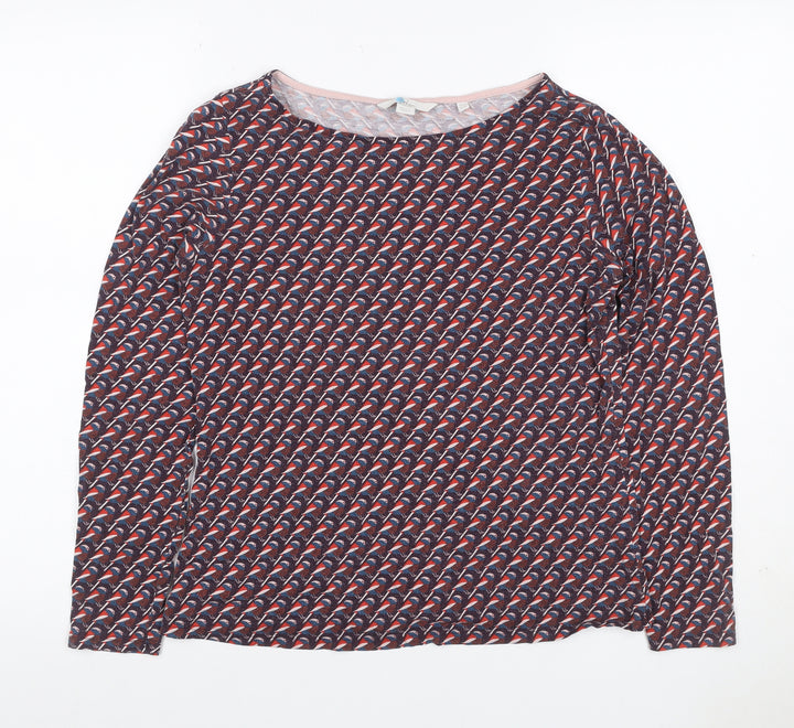 Boden Women’s Multicoloured Bird Print Jersey Blouse UK 12 Long Sleeve